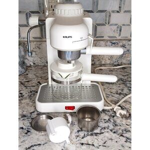 Krups White Espresso Mini 963 Cappuccino Maker Frother Machine With Accessories